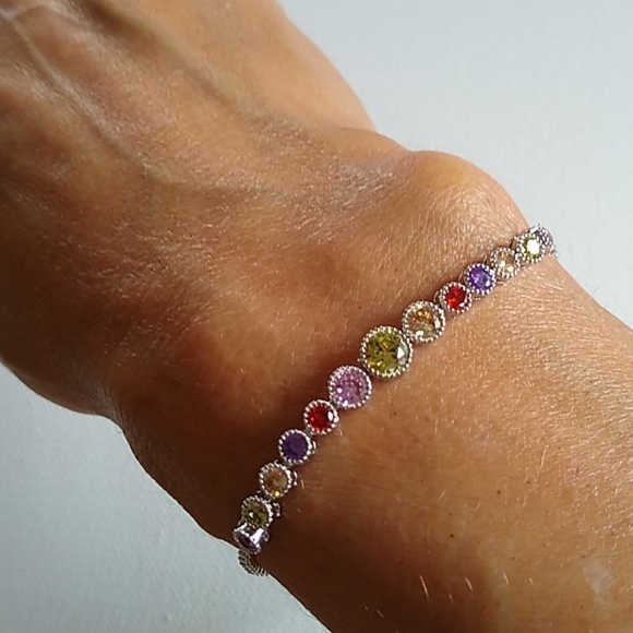 Mulit- color Crystal/Rhodium/Drawstring/BRACELET - Picture 1 of 7